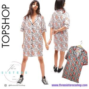 Topshop souvenir shirt dress in red and black floral New With Tag
